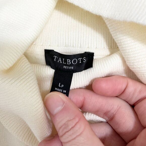 Women Talbots Petite Cotton Blend Turtleneck Sweatshirt in Cream Size Large - Picture 8 of 8